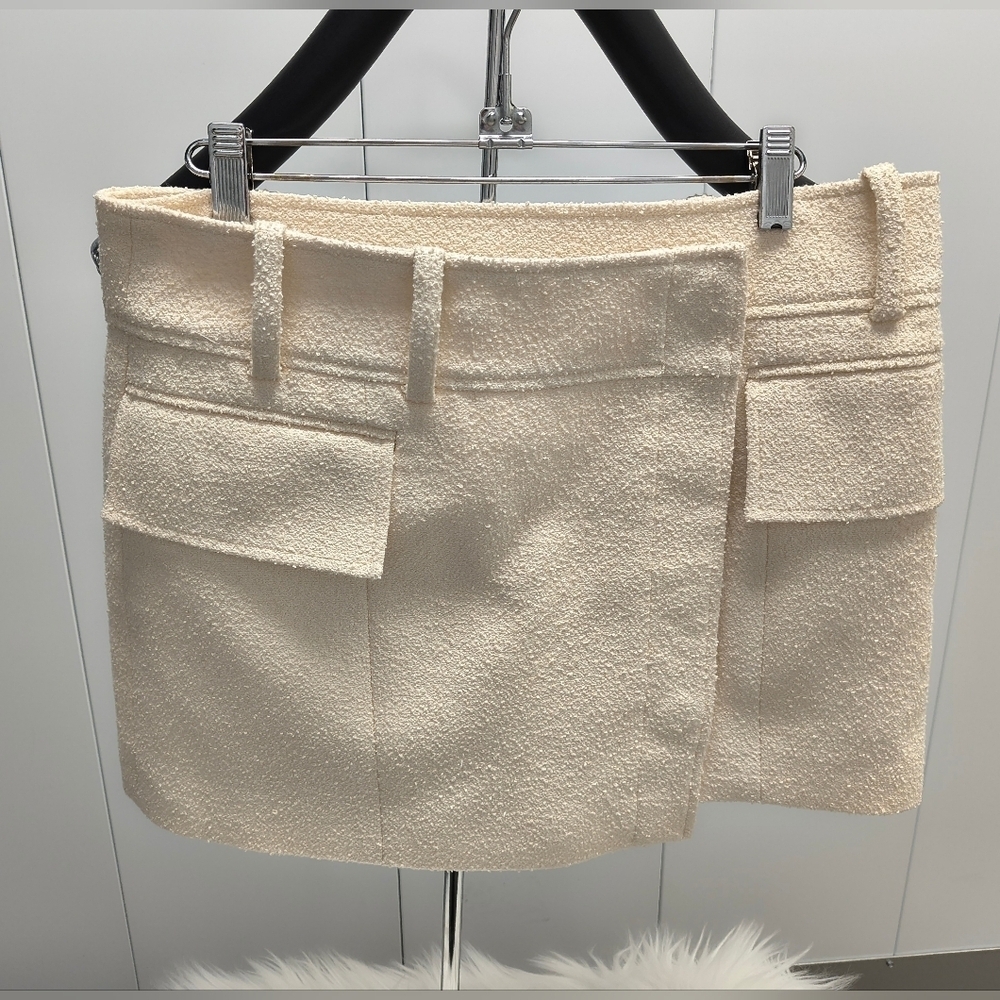 A.L.C. Cream Mini Skirt Textured Wrap Design Medium sz 6 Cora Skirt - Picture 12 of 14